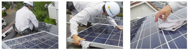 高所での太陽光パネル点検作業